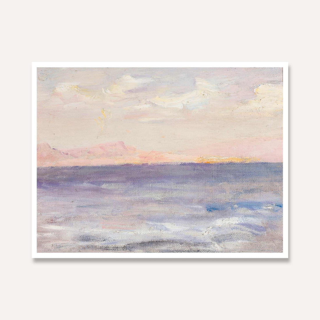 Pastel Seascape Oil Painting | Horizontal Framed Print 4 : 3 Horizontal Premium Wall Art Canvas by MeriDeewar