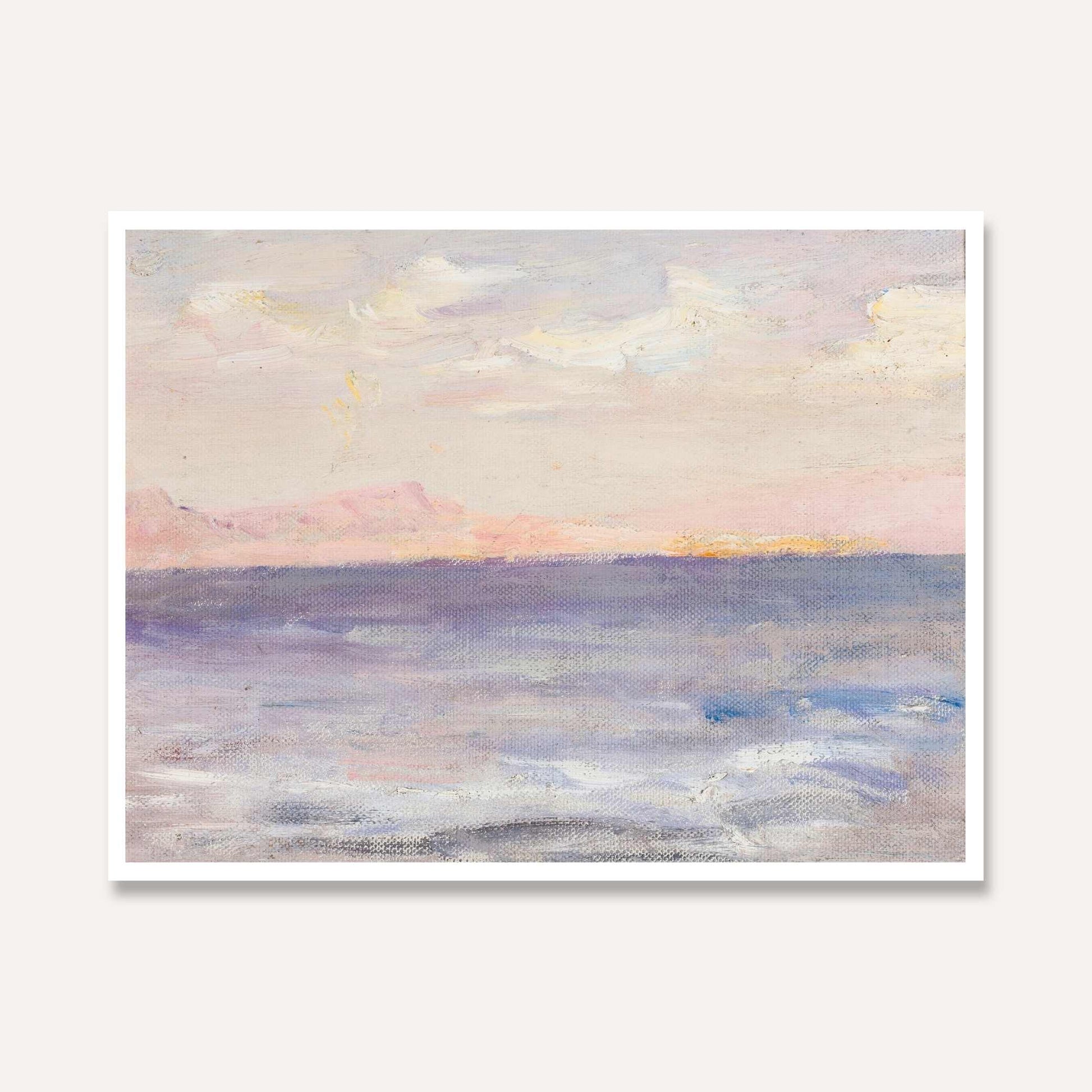 Pastel Seascape Oil Painting | Horizontal Framed Print 4 : 3 Horizontal Premium Wall Art Canvas by MeriDeewar