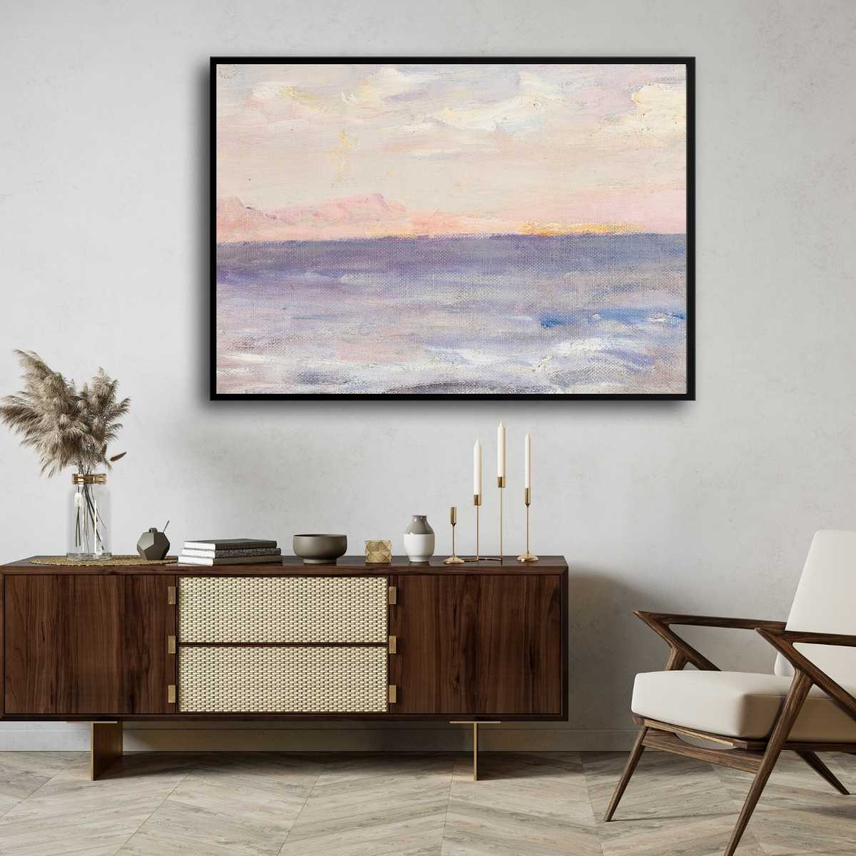 Pastel Seascape Oil Painting | Horizontal Framed Print 4 : 3 Horizontal Premium Wall Art Canvas by MeriDeewar