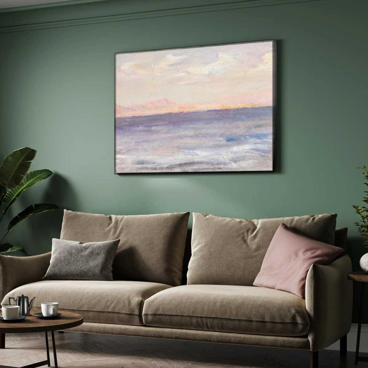 Pastel Seascape Oil Painting | Horizontal Framed Print 4 : 3 Horizontal Premium Wall Art Canvas by MeriDeewar