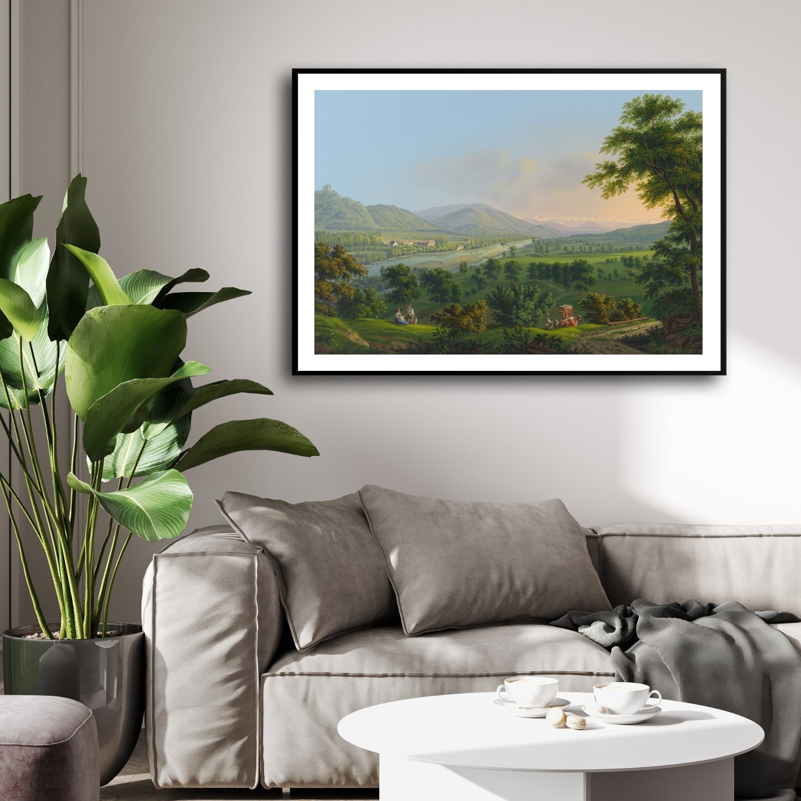 Pastoral River Valley – Serene Countryside Wall Art 2 : 3 Horizontal Premium Wall Art Canvas by MeriDeewar