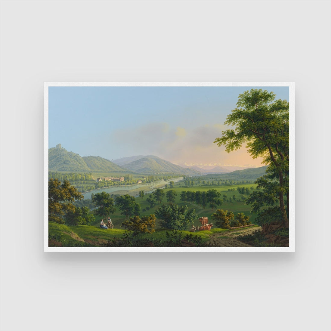 Pastoral River Valley – Serene Countryside Wall Art 2 : 3 Horizontal Premium Wall Art Canvas by MeriDeewar