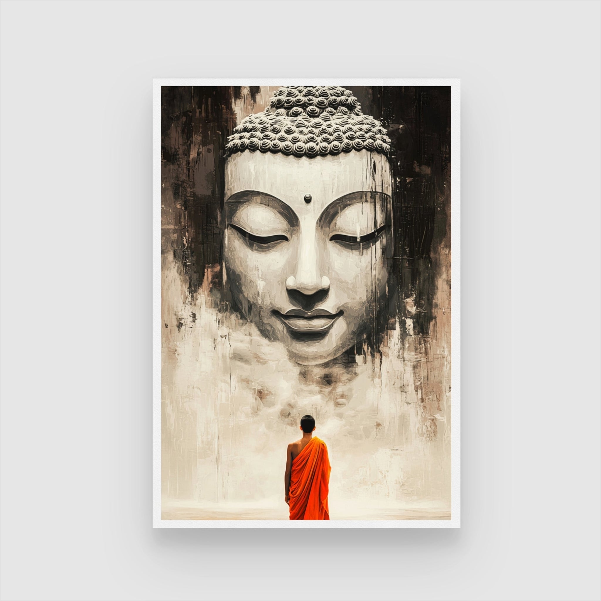 Path to Enlightenment – Buddha Monk Canvas Wall Art 2 : 3 Vertical Premium Wall Art Canvas by MeriDeewar