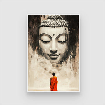 Path to Enlightenment – Buddha Monk Canvas Wall Art 2 : 3 Vertical Premium Wall Art Canvas by MeriDeewar