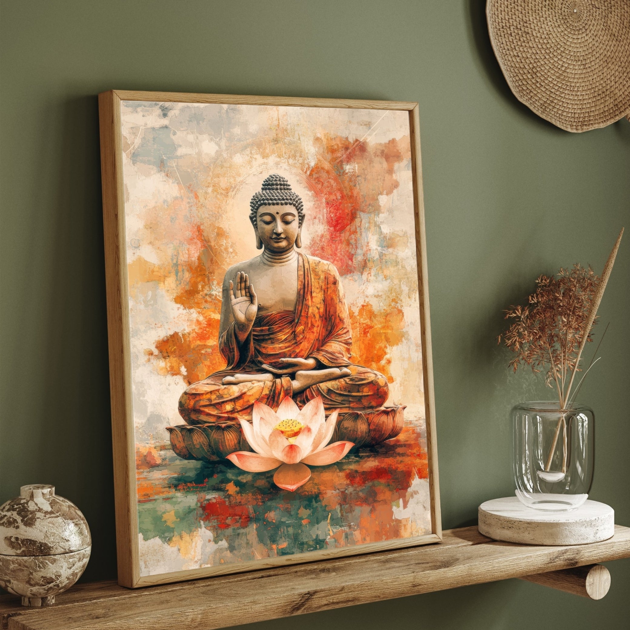 Path to Peace – Buddha Meditation Wall Art Print 2 : 3 Vertical Premium Wall Art Canvas by MeriDeewar