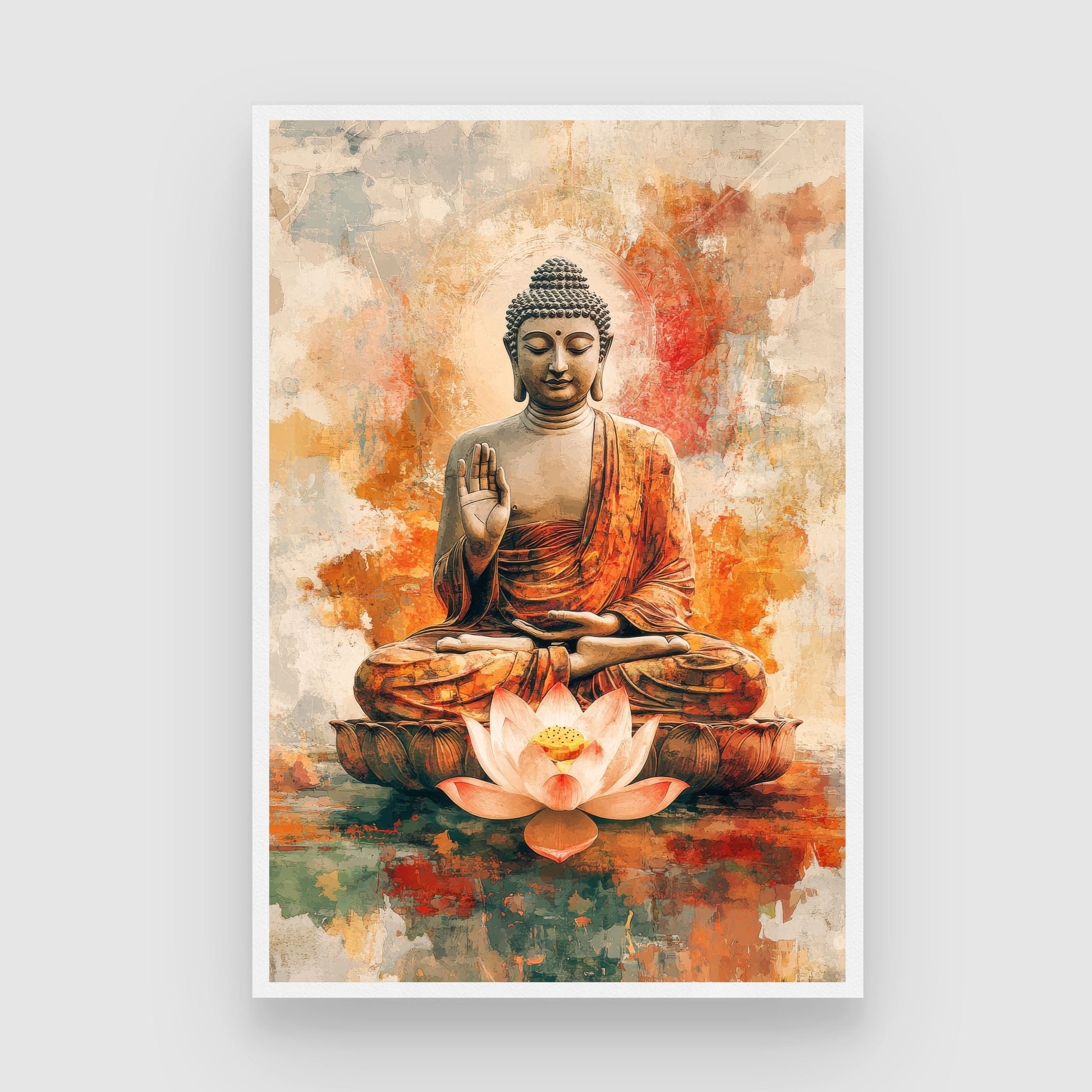 Path to Peace – Buddha Meditation Wall Art Print 2 : 3 Vertical Premium Wall Art Canvas by MeriDeewar