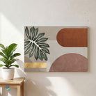 Patra & Arch | Botanical Leaf & Terracotta Geometric Horizontal Wall Art 4 : 3 Horizontal Premium Wall Art Canvas by MeriDeewar