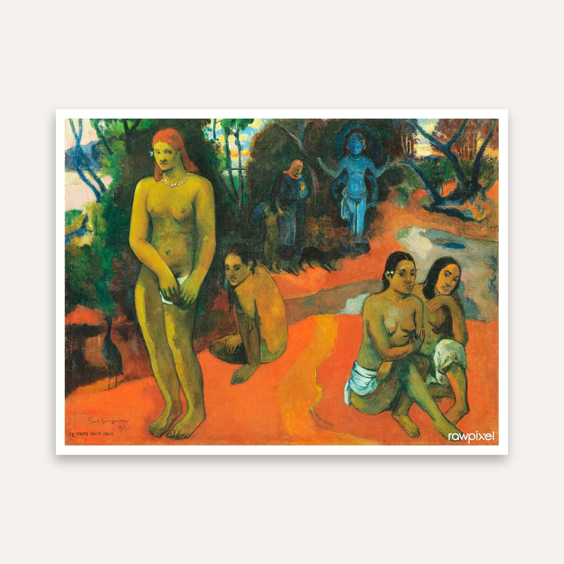 Paul Gauguin Tropical Painting for Living Room | Delectable Waters Wall Art Print 4 : 3 Horizontal Premium Wall Art Canvas by MeriDeewar