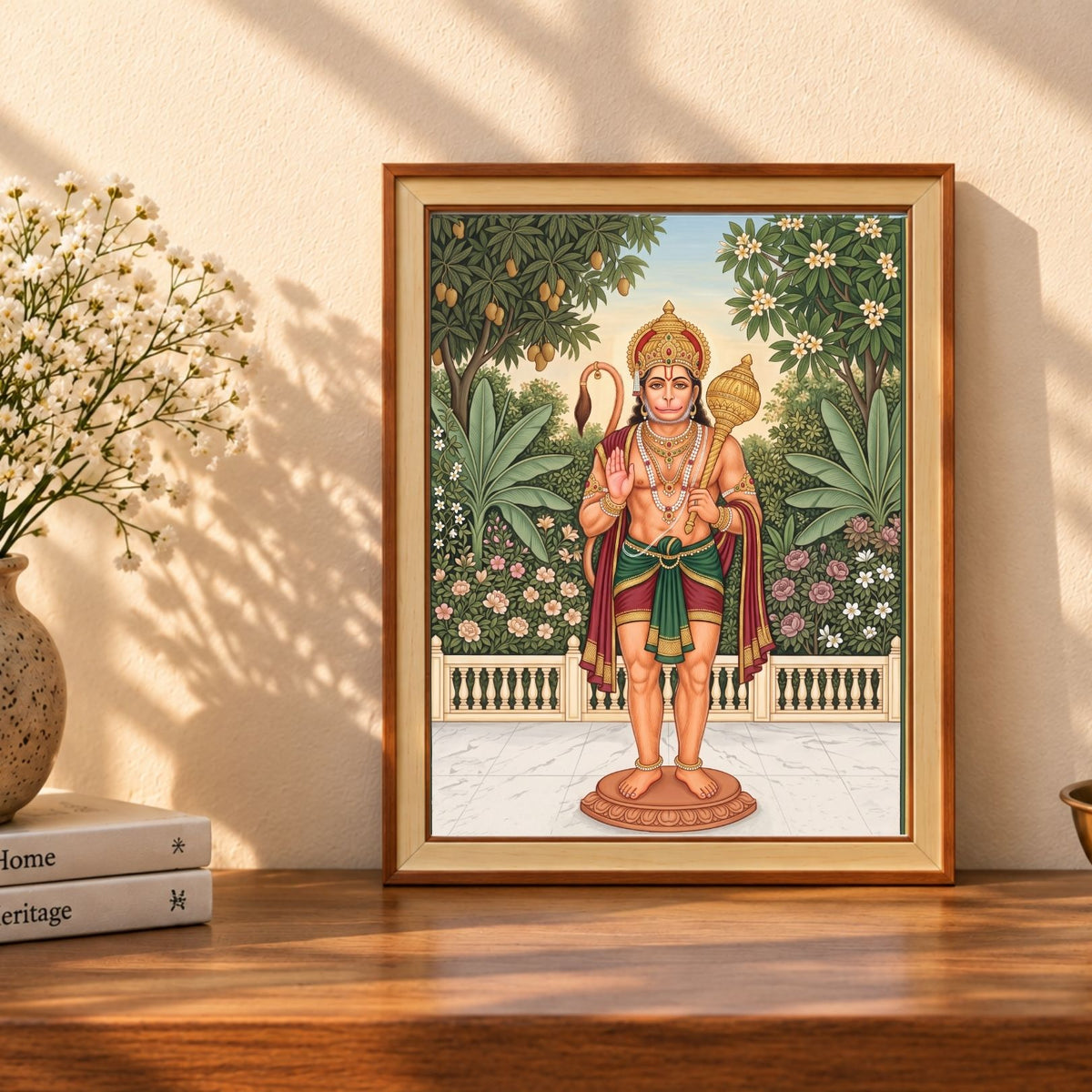 Pawanputra | Lord Hanuman Verical Framed Art. Curate Premium Wall Art Canvas by MeriDeewar