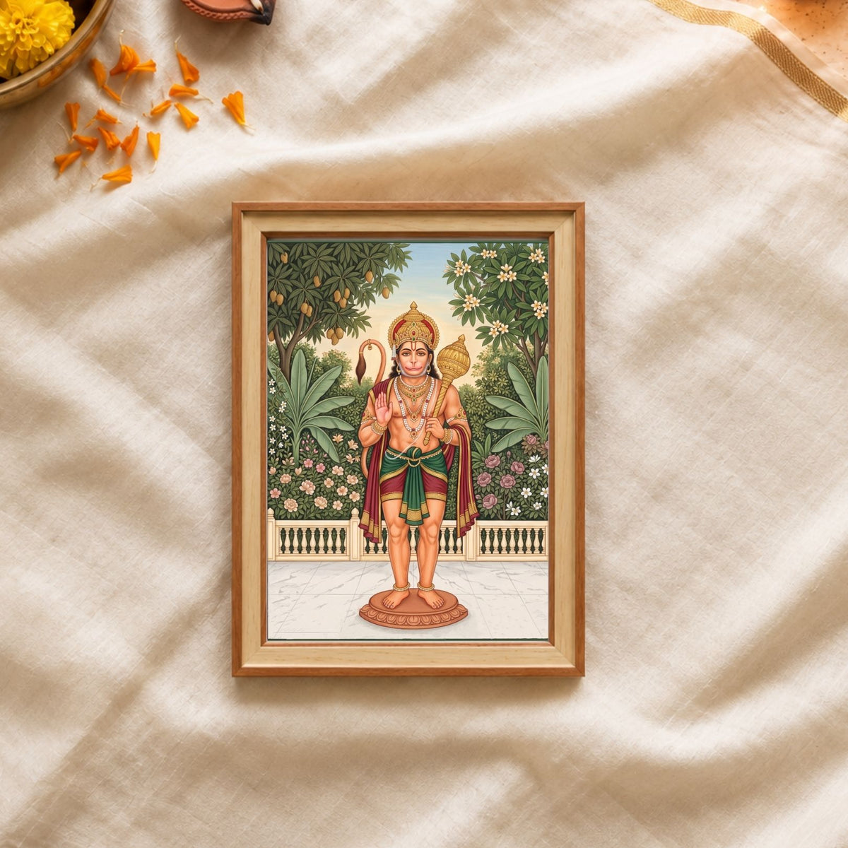 Pawanputra | Lord Hanuman Verical Framed Art. Curate Premium Wall Art Canvas by MeriDeewar