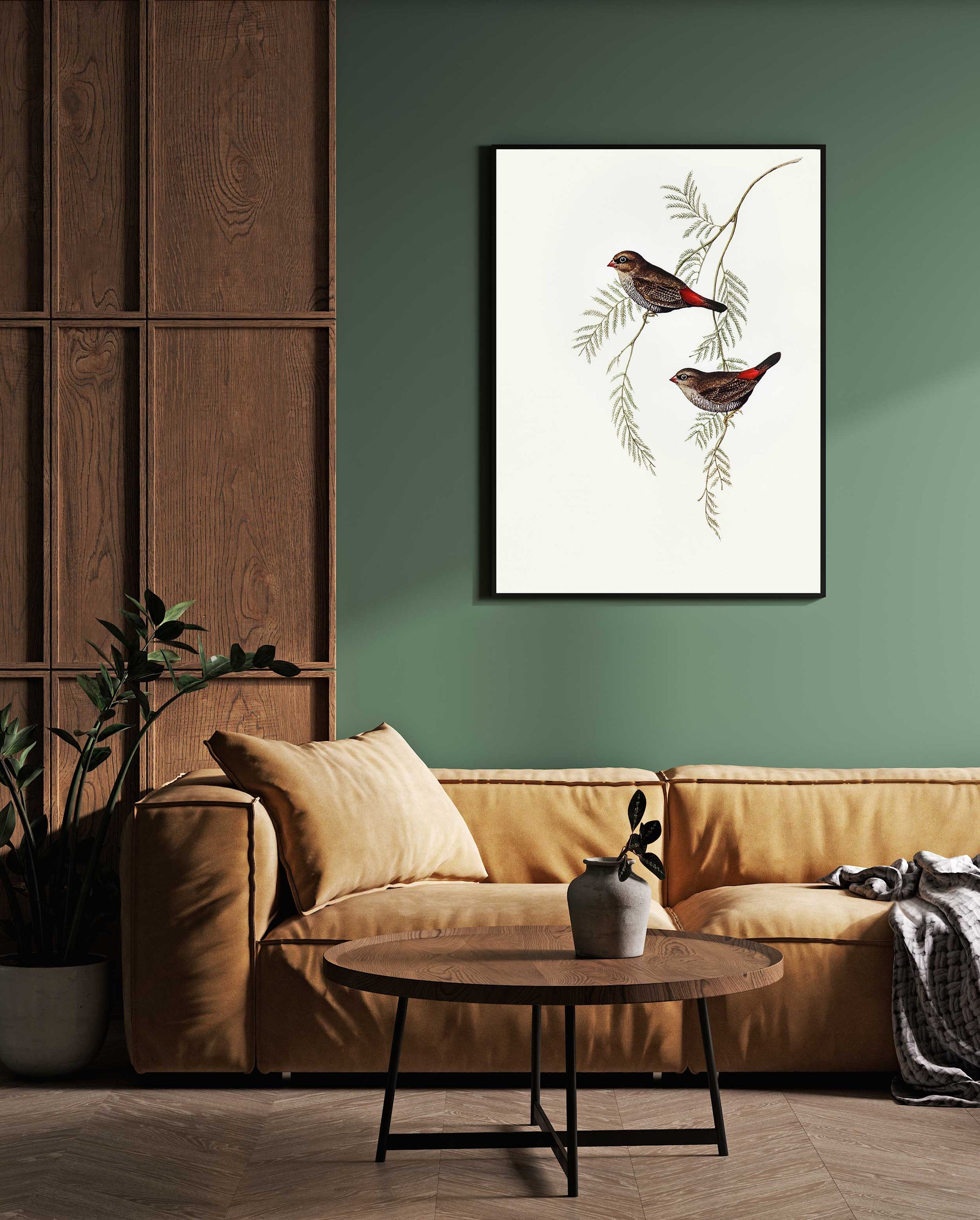 Peaceful Birds on Branch Canvas - Artistic Wall Decor - MeriDeewar 2 : 3 Vertical Premium Wall Art Canvas by MeriDeewar