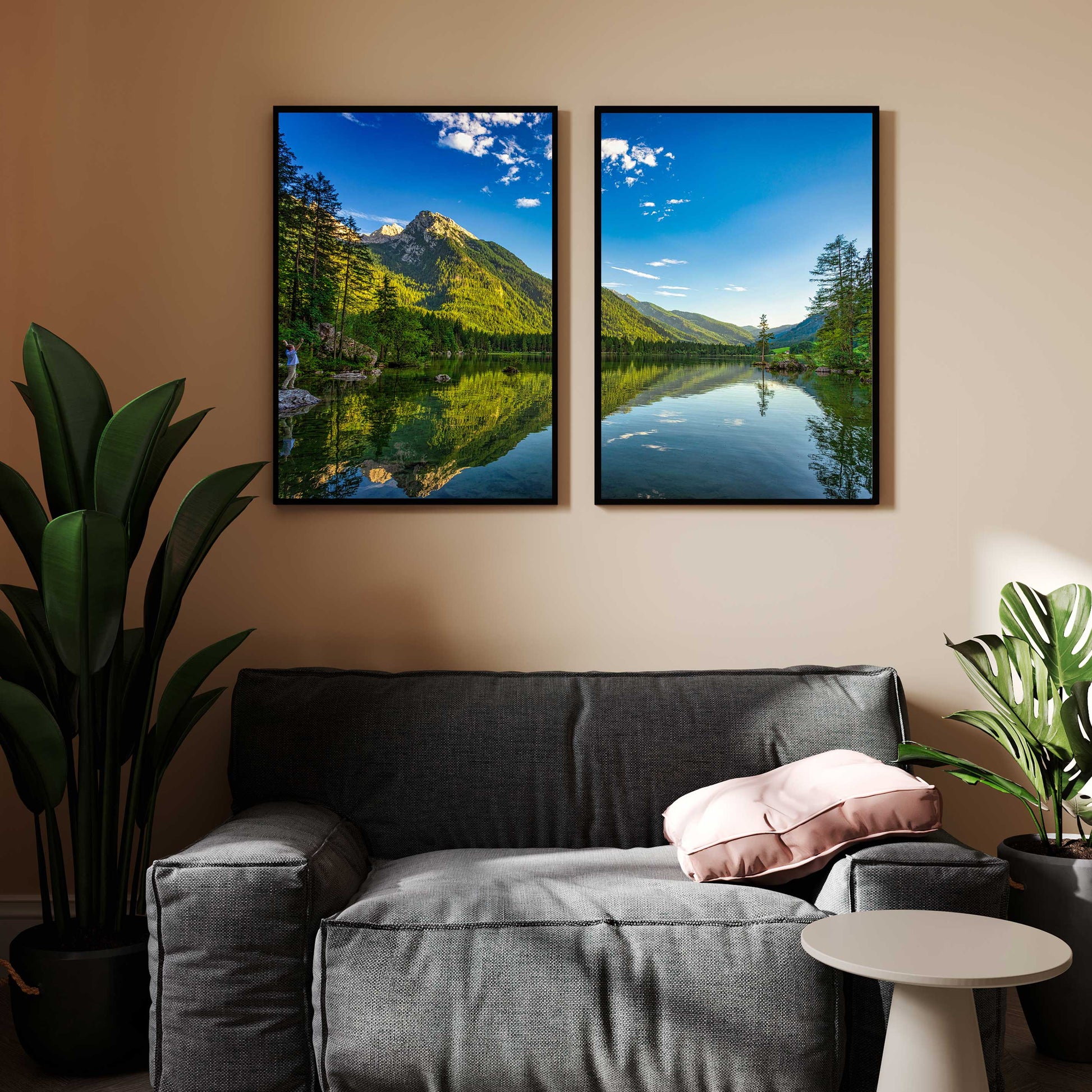 Peaceful Lake Mountains Wall Art - Enhance Your Space Walls Premium Wall Art Canvas by MeriDeewar