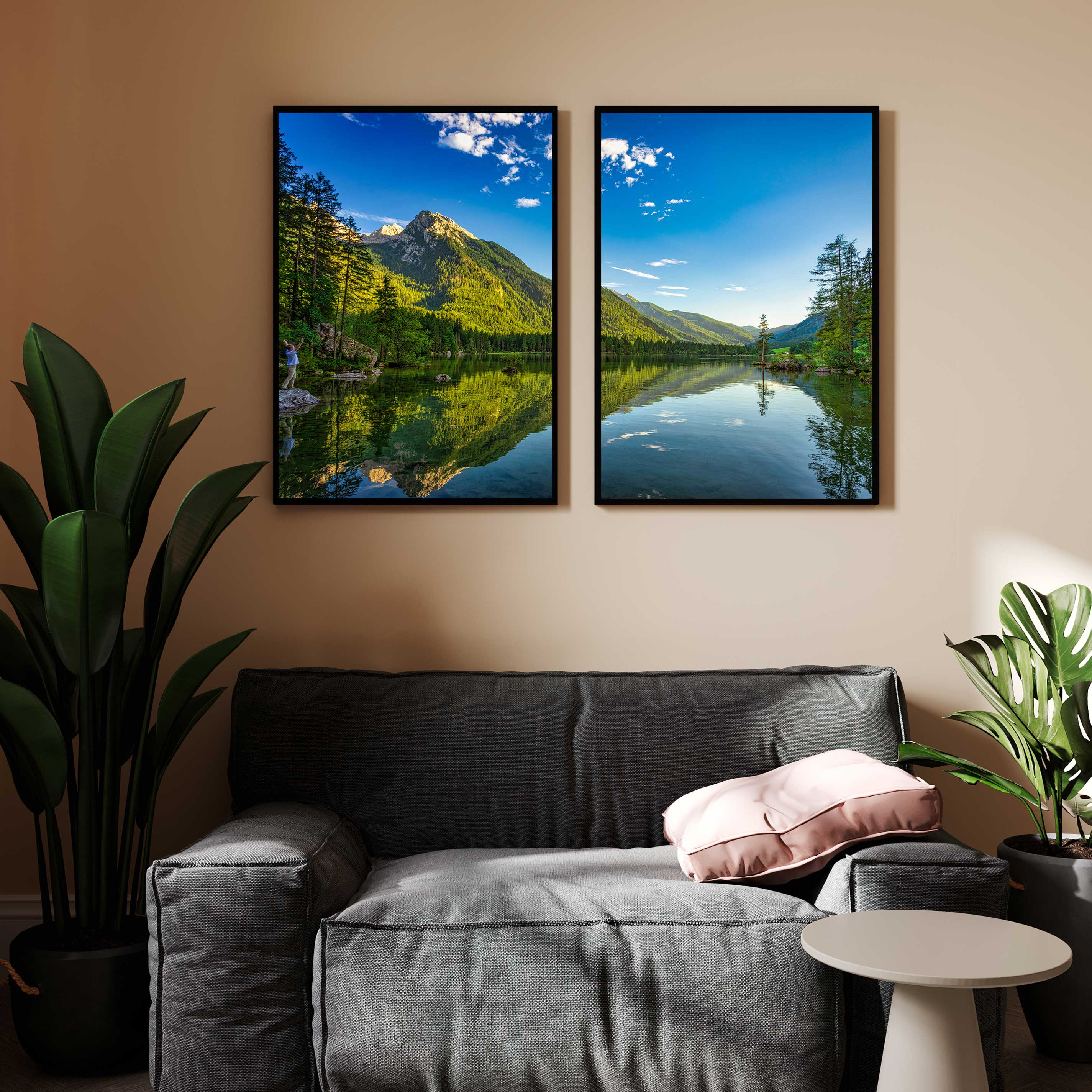 Peaceful Lake Mountains Wall Art - Enhance Your Space Walls Premium Wall Art Canvas by MeriDeewar