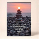 "Peaceful Life" Zen Stone Meditation Quote Poster | Vertical Borderless Art Frame Poster Premium Wall Art Canvas by MeriDeewar