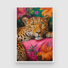 Peaceful Sleeping Leopard Tropical Floral Pop Art | Framed Print 2 : 3 Vertical Premium Wall Art Canvas by MeriDeewar