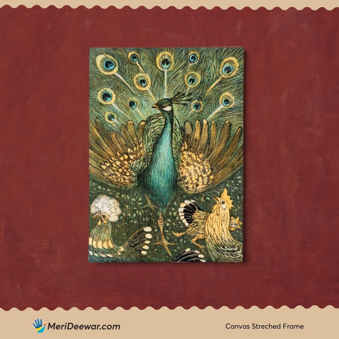 Peacock by Theo Van Hoytema 3 : 4 Vertical New Premium Wall Art Canvas by MeriDeewar