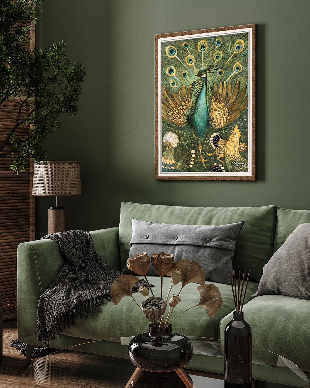 Peacock by Theo Van Hoytema 3 : 4 Vertical New Premium Wall Art Canvas by MeriDeewar