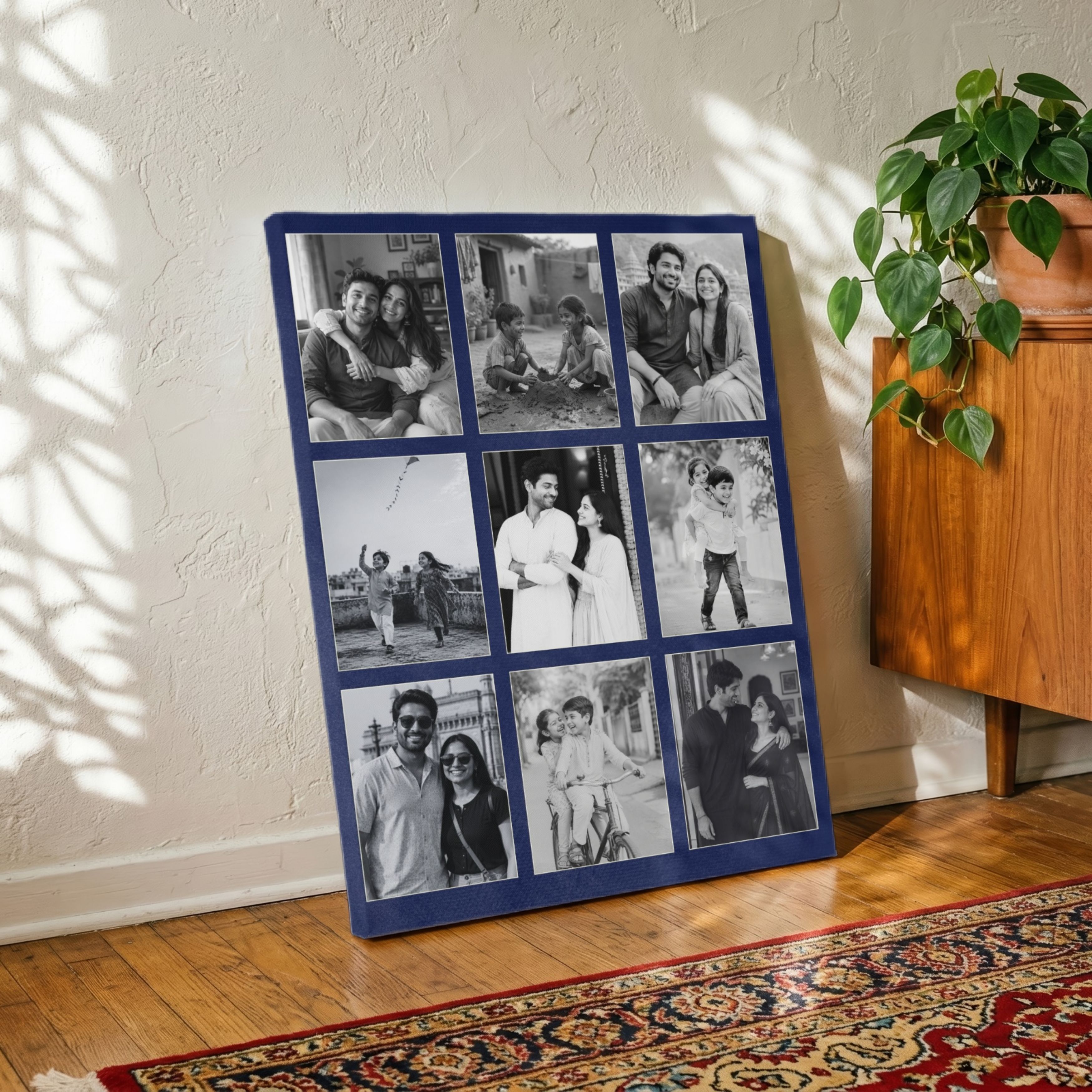 Personalized 9-Photo Black & White Collage  | Custom Family Wall Art Print custom Premium Wall Art Canvas by MeriDeewar