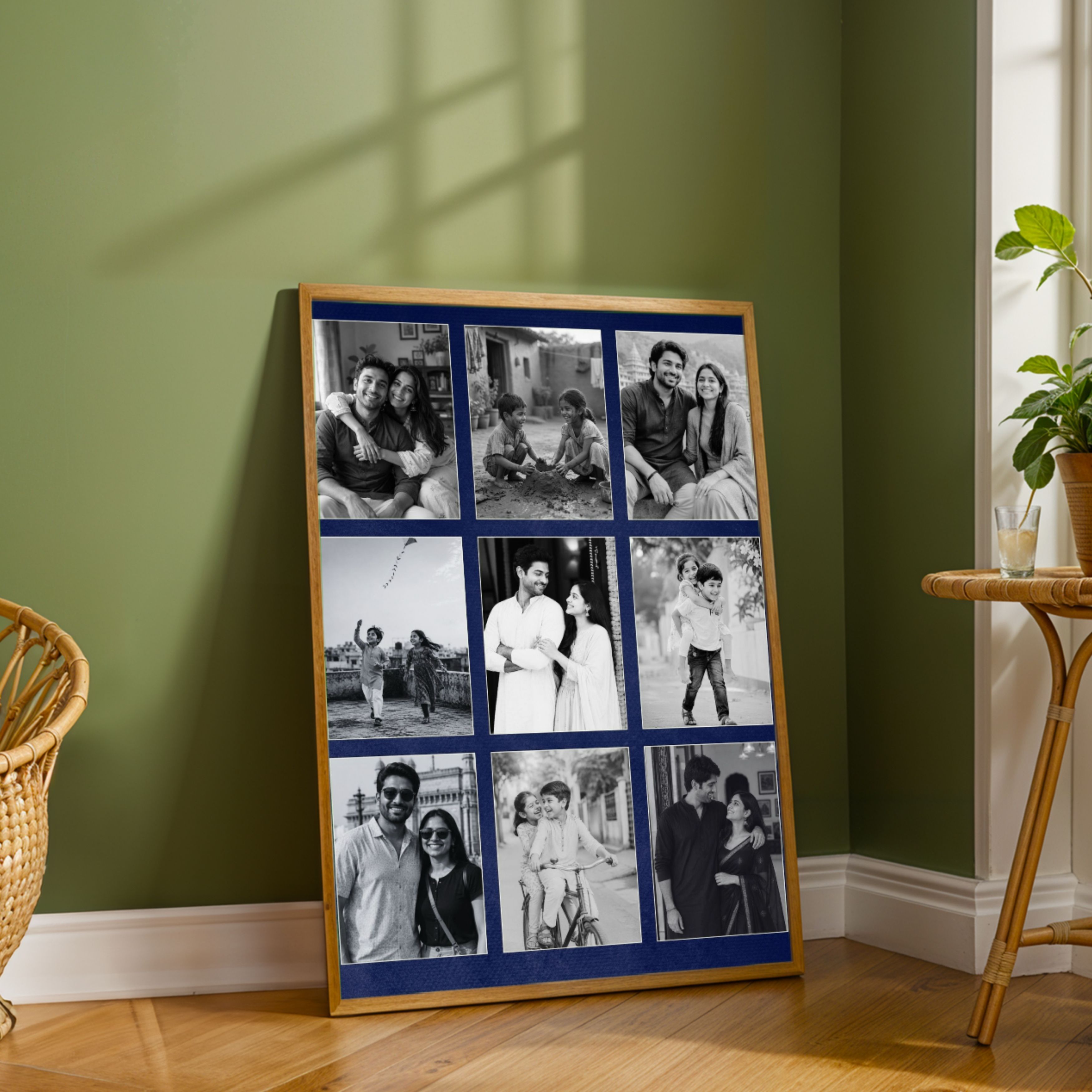 Personalized 9-Photo Black & White Collage  | Custom Family Wall Art Print custom Premium Wall Art Canvas by MeriDeewar