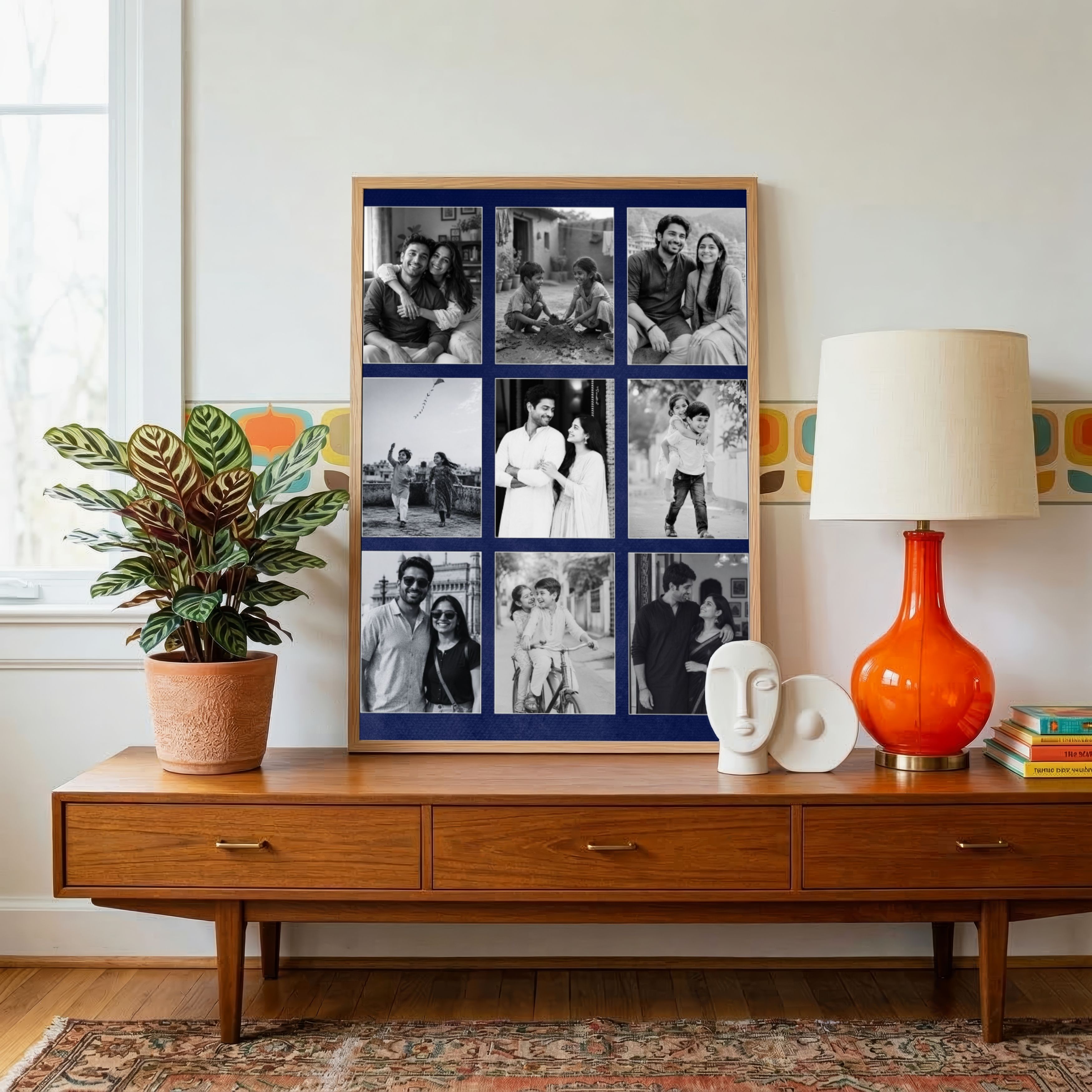 Personalized 9-Photo Black & White Collage  | Custom Family Wall Art Print custom Premium Wall Art Canvas by MeriDeewar
