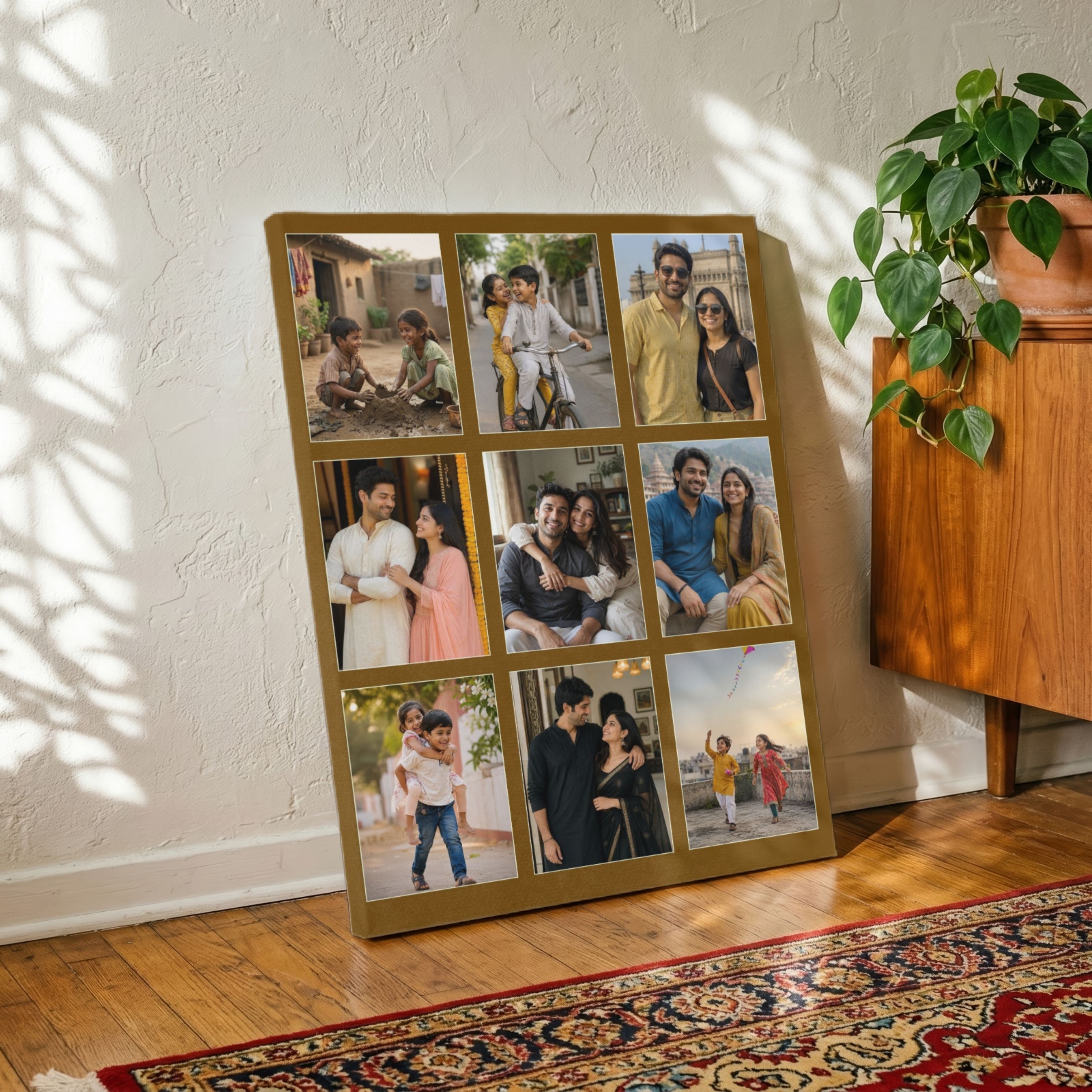 Personalized 9-Photo Coloured Collage  | Custom Family Wall Art Print custom Premium Wall Art Canvas by MeriDeewar
