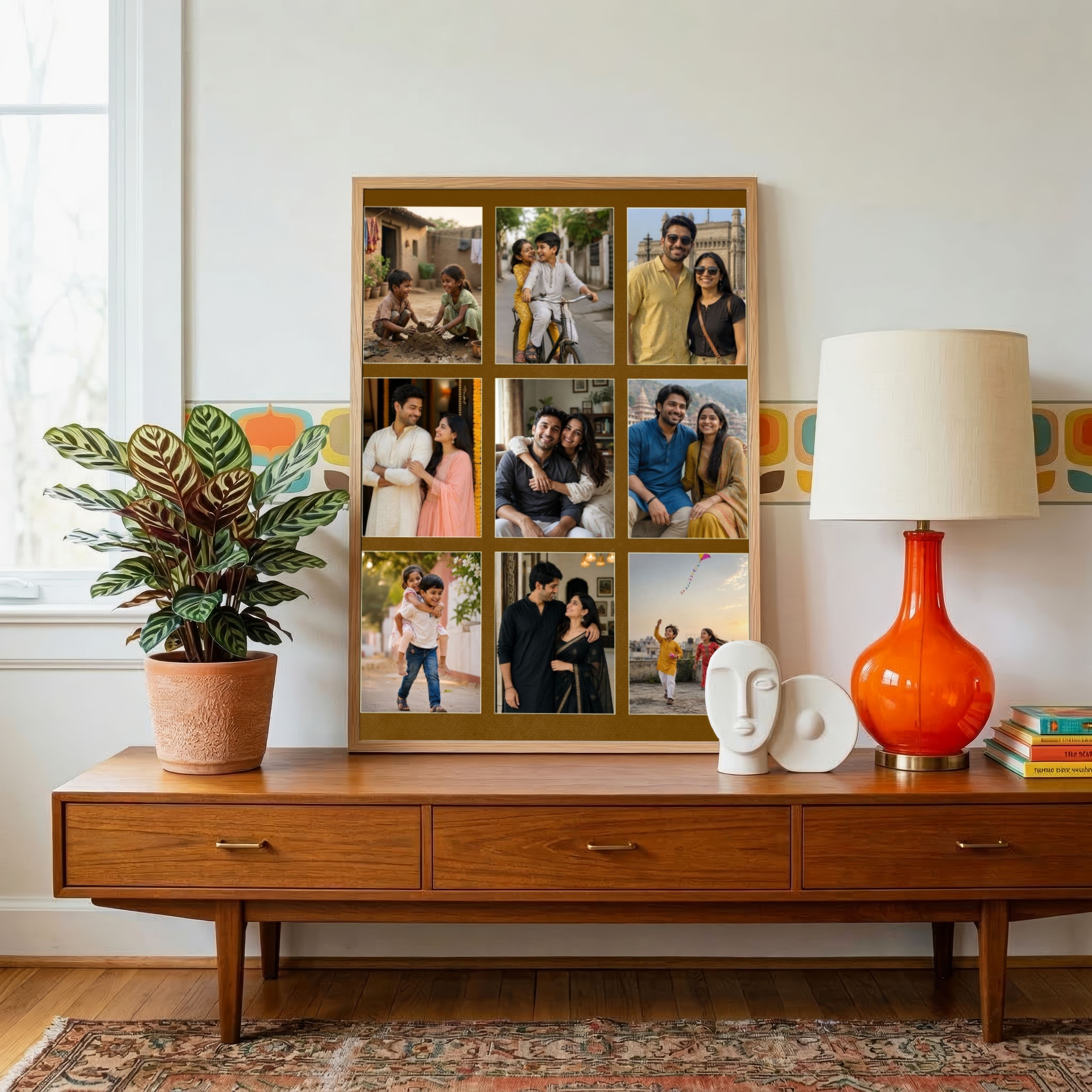 Personalized 9-Photo Coloured Collage  | Custom Family Wall Art Print custom Premium Wall Art Canvas by MeriDeewar
