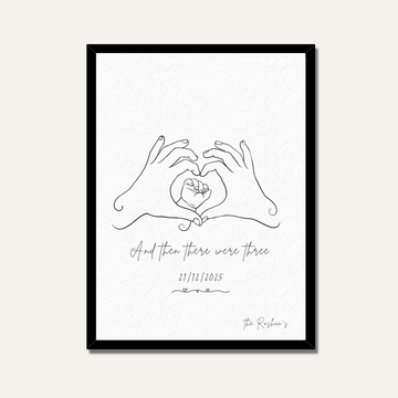 Personalized "And Then There Were Three" Line Art Frame | Custom Minimalist Family Decor custom Premium Wall Art Canvas by MeriDeewar