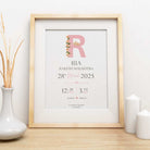 Personalized Baby Birth Statistics Frame | Custom Floral Initial Nursery Art custom Premium Wall Art Canvas by MeriDeewar