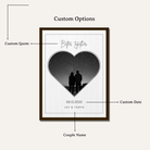Personalized "Better Together" Heart Silhouette Photo Frame | Custom Starry Night Couple Art custom Premium Wall Art Canvas by MeriDeewar