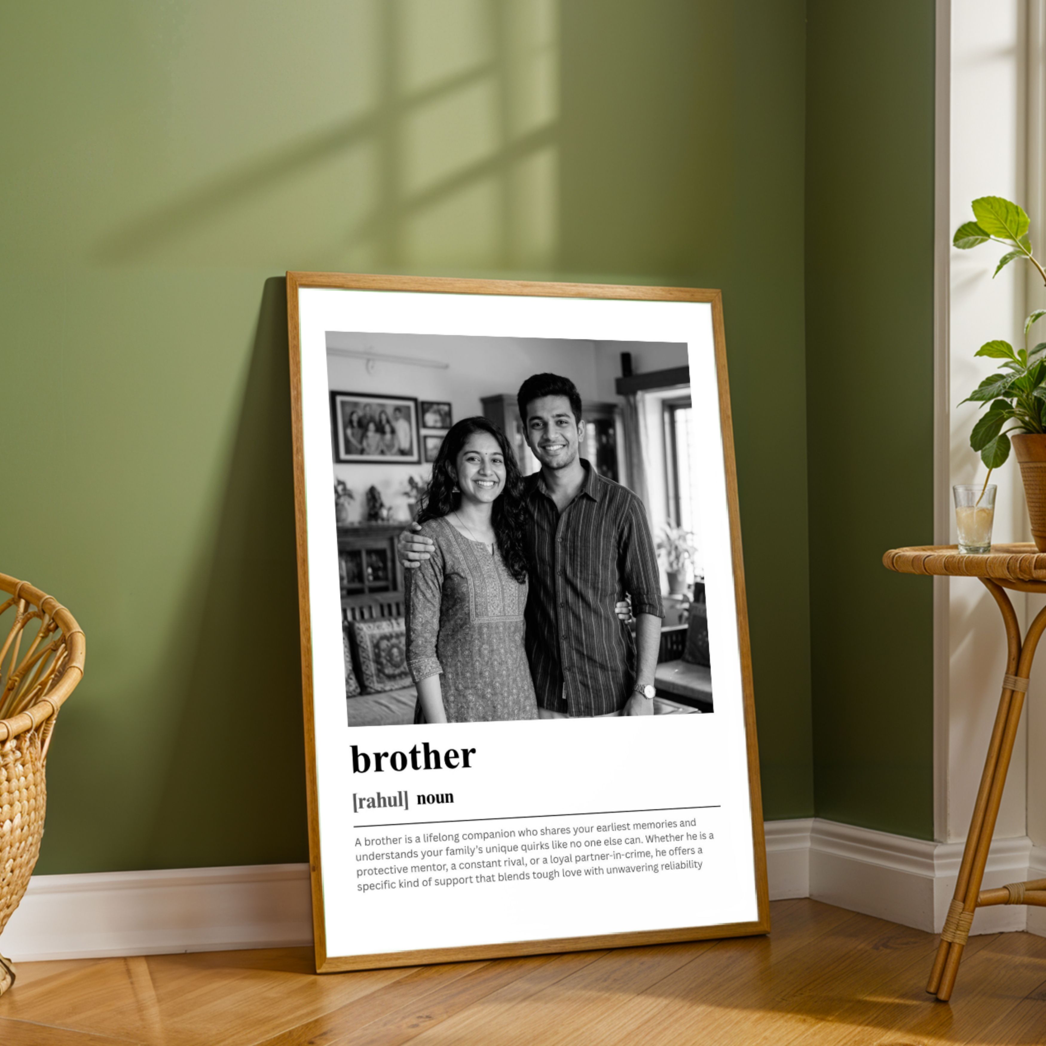 Personalized Brother Dictionary Definition Photo Frame | Custom Sibling Art custom Premium Wall Art Canvas by MeriDeewar