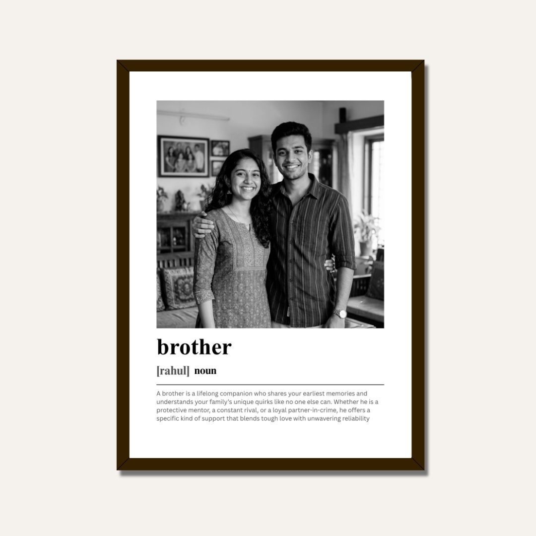 Personalized Brother Dictionary Definition Photo Frame | Custom Sibling Art custom Premium Wall Art Canvas by MeriDeewar