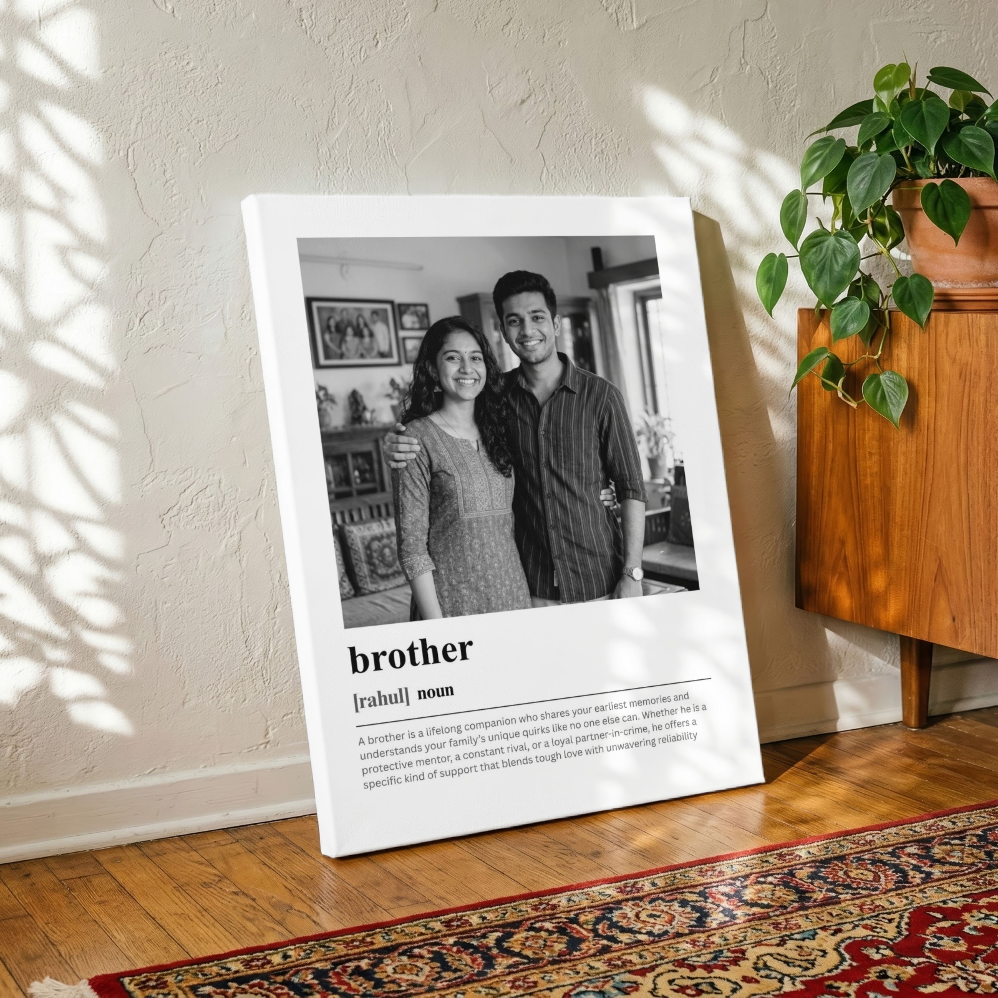 Personalized Brother Dictionary Definition Photo Frame | Custom Sibling Art custom Premium Wall Art Canvas by MeriDeewar