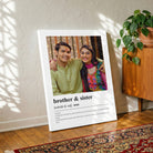 Personalized Brother & Sister Dictionary Definition Photo Frame | Custom Friendship Art custom Premium Wall Art Canvas by MeriDeewar