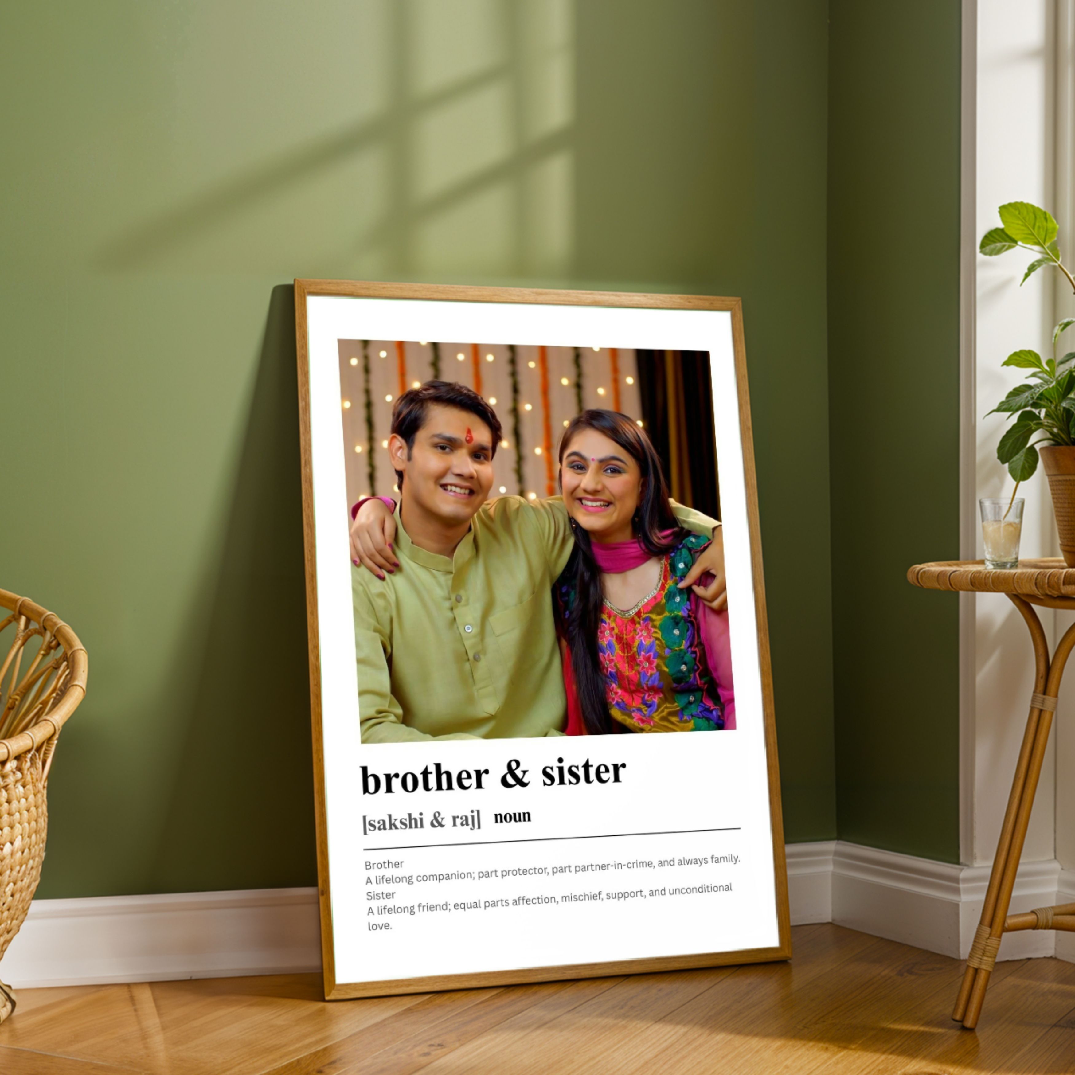 Personalized Brother & Sister Dictionary Definition Photo Frame | Custom Friendship Art custom Premium Wall Art Canvas by MeriDeewar