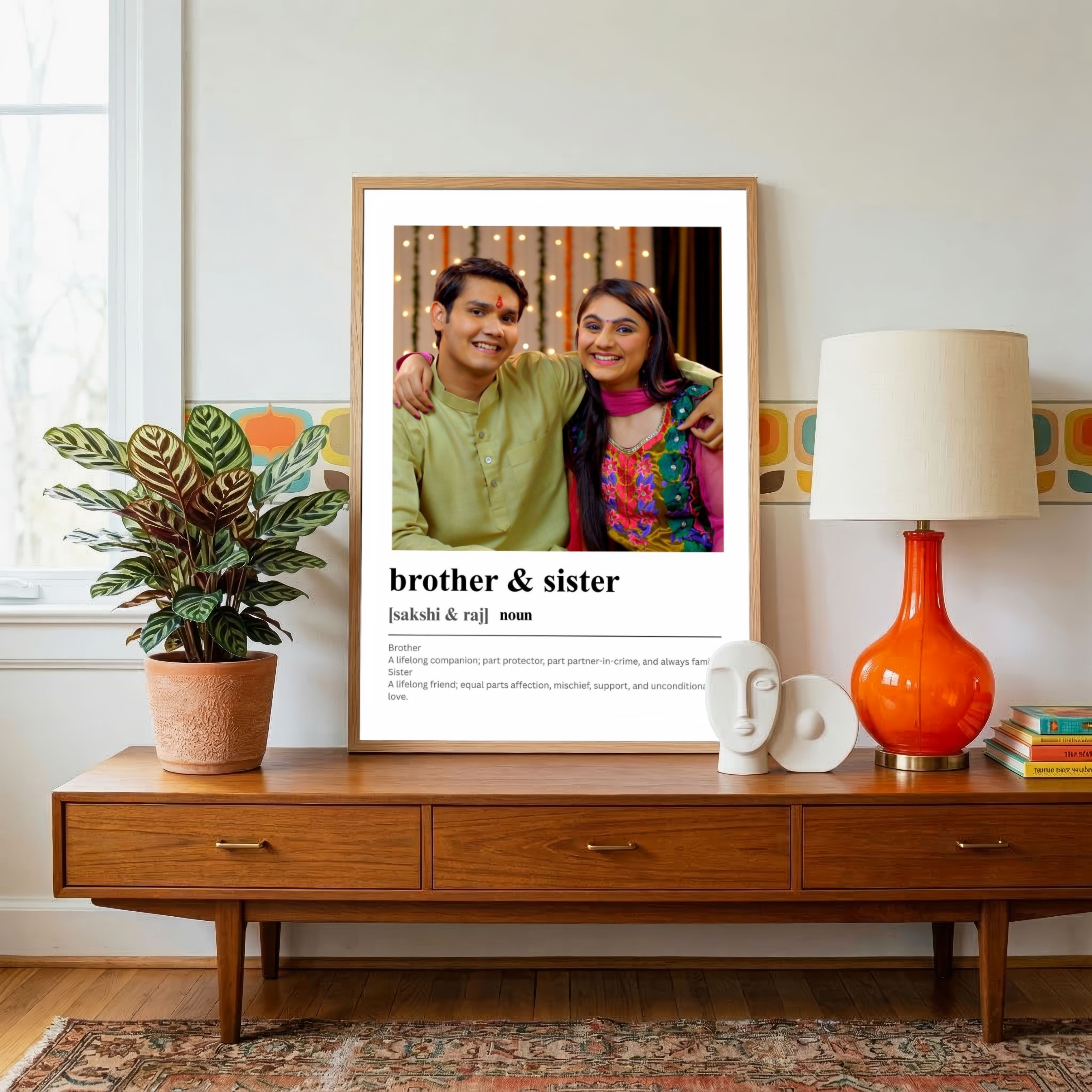 Personalized Brother & Sister Dictionary Definition Photo Frame | Custom Friendship Art custom Premium Wall Art Canvas by MeriDeewar