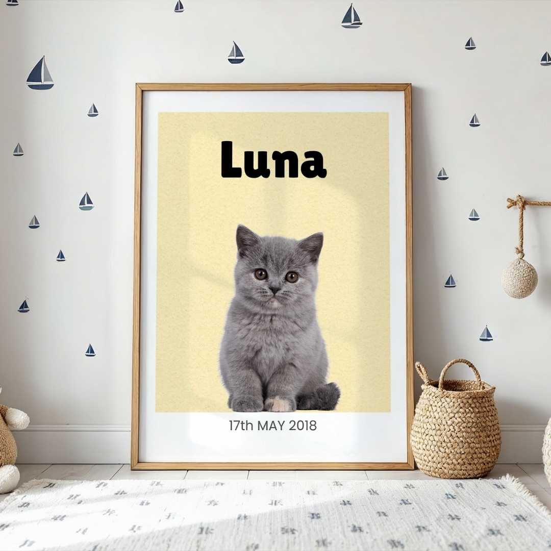 Personalized Cat Portrait Photo Frame | Custom Minimalist Pet Wall Art custom Premium Wall Art Canvas by MeriDeewar