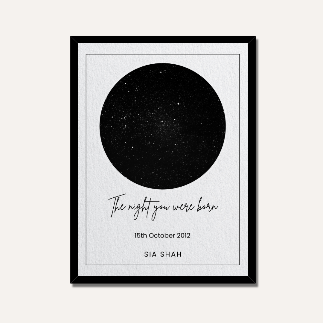Personalized Custom Star Map Poster | "The Night You Were Born" Night Sky Art custom Premium Wall Art Canvas by MeriDeewar