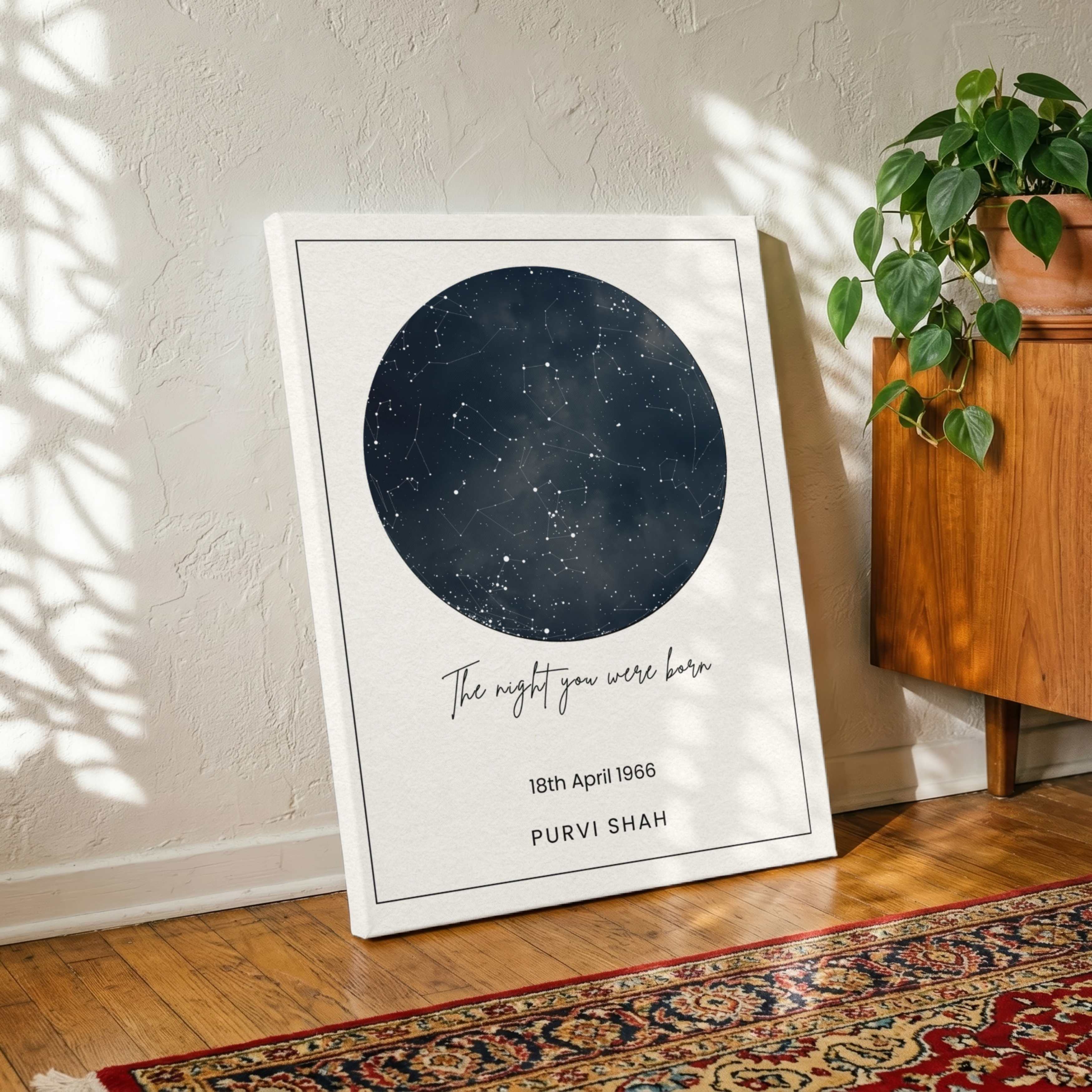 Personalized Custom Star Map Poster | "The Night You Were Born" Night Sky Art custom Premium Wall Art Canvas by MeriDeewar