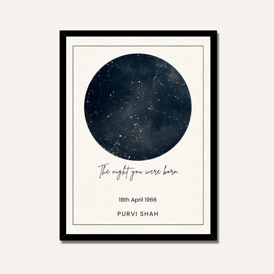 Personalized Custom Star Map Poster | "The Night You Were Born" Night Sky Art custom Premium Wall Art Canvas by MeriDeewar