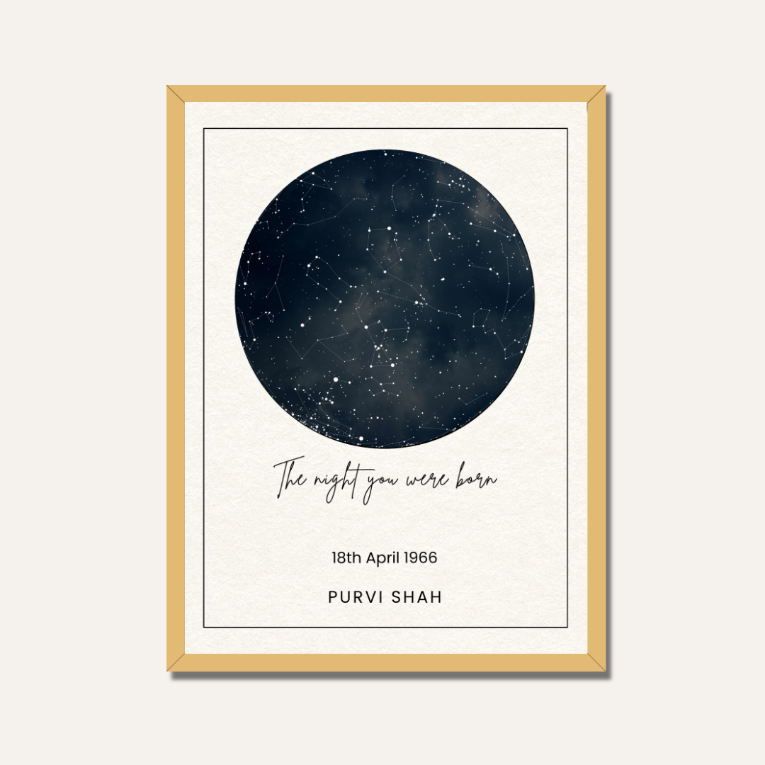 Personalized Custom Star Map Poster | "The Night You Were Born" Night Sky Art custom Premium Wall Art Canvas by MeriDeewar