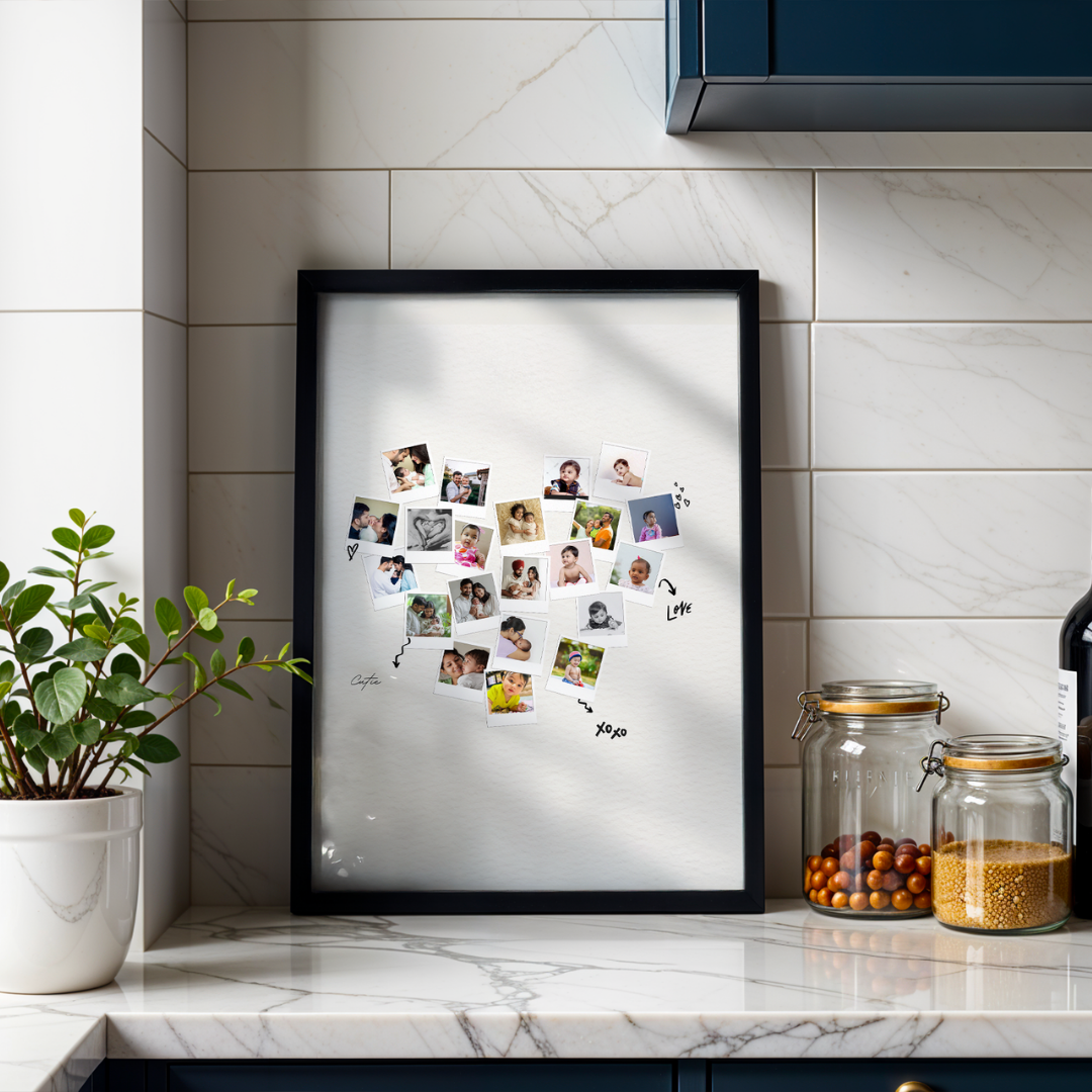 Personalized "Heart Full of Memories" Polaroid Collage Frame custom Premium Wall Art Canvas by MeriDeewar