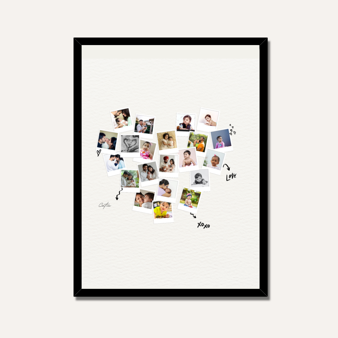 Personalized "Heart Full of Memories" Polaroid Collage Frame custom Premium Wall Art Canvas by MeriDeewar