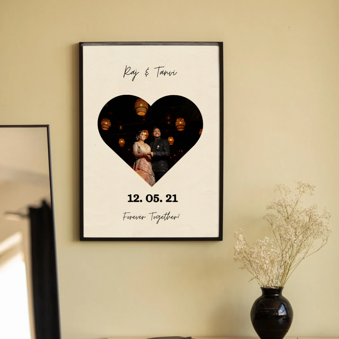 Personalized Heart Silhouette Couple Photo Frame | Custom Wedding & Anniversary Art custom Premium Wall Art Canvas by MeriDeewar