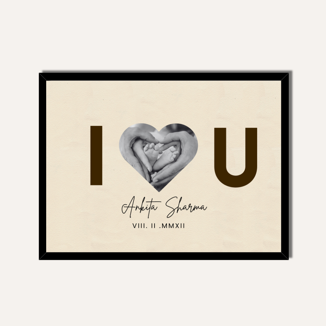 Personalized "I Love You" Heart Silhouette Frame | Custom Baby & Family Milestone Art custom Premium Wall Art Canvas by MeriDeewar