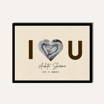 Personalized "I Love You" Heart Silhouette Frame | Custom Baby & Family Milestone Art custom Premium Wall Art Canvas by MeriDeewar