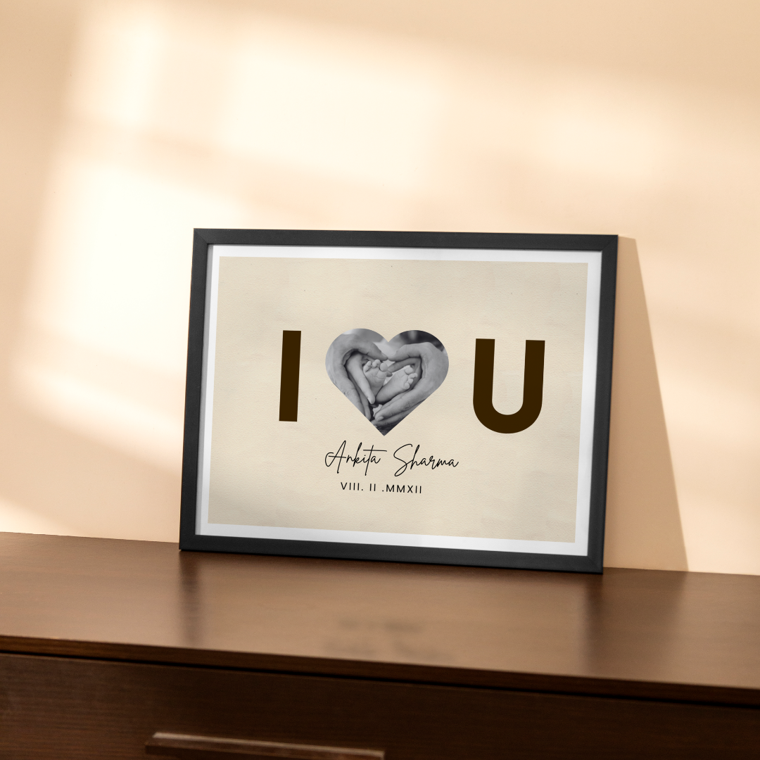 Personalized "I Love You" Heart Silhouette Frame | Custom Baby & Family Milestone Art custom Premium Wall Art Canvas by MeriDeewar
