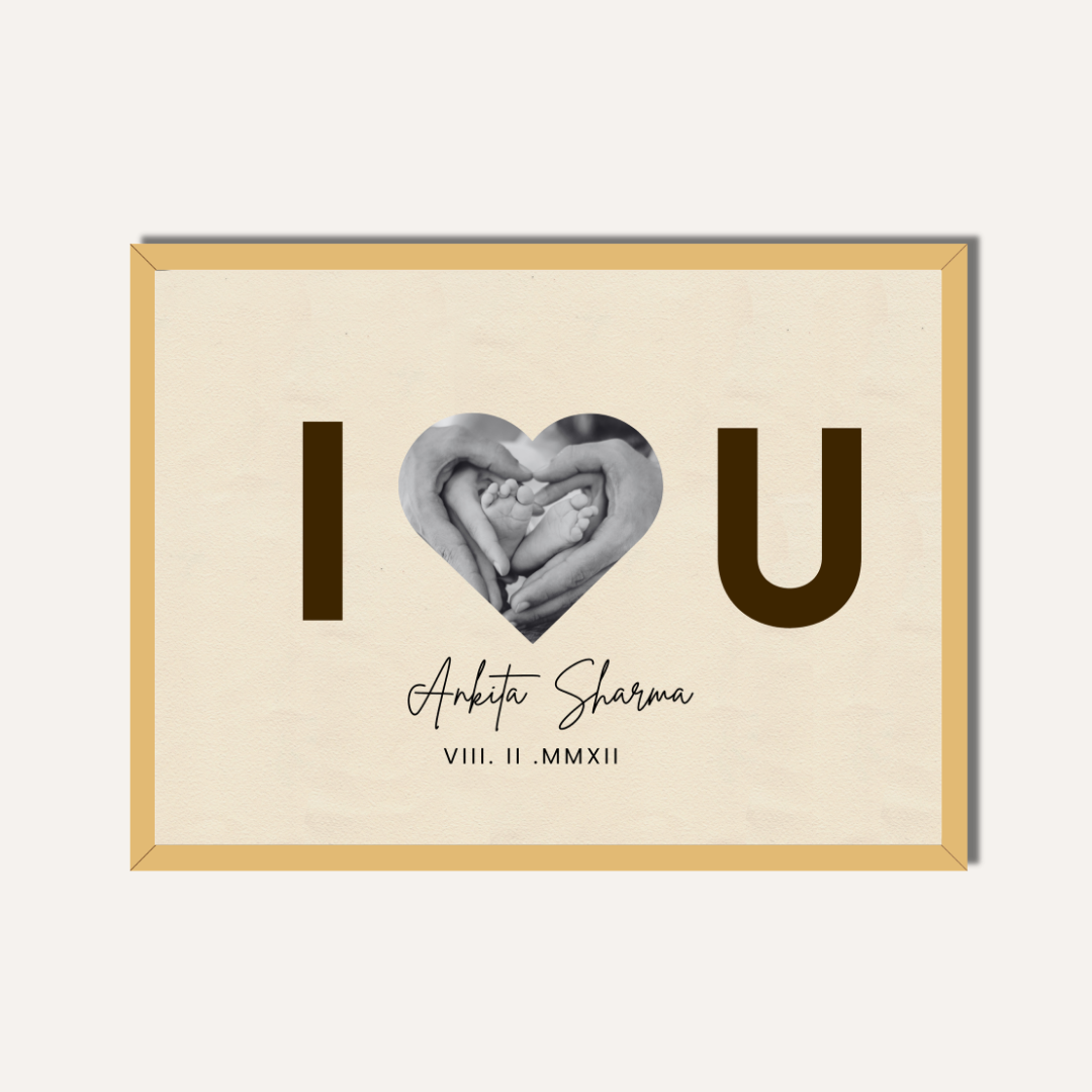 Personalized "I Love You" Heart Silhouette Frame | Custom Baby & Family Milestone Art custom Premium Wall Art Canvas by MeriDeewar