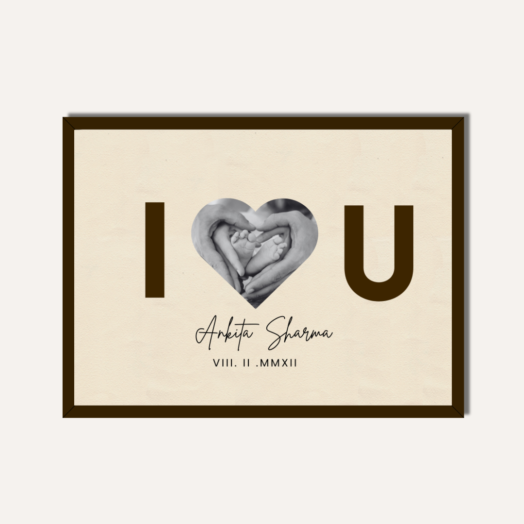 Personalized "I Love You" Heart Silhouette Frame | Custom Baby & Family Milestone Art custom Premium Wall Art Canvas by MeriDeewar
