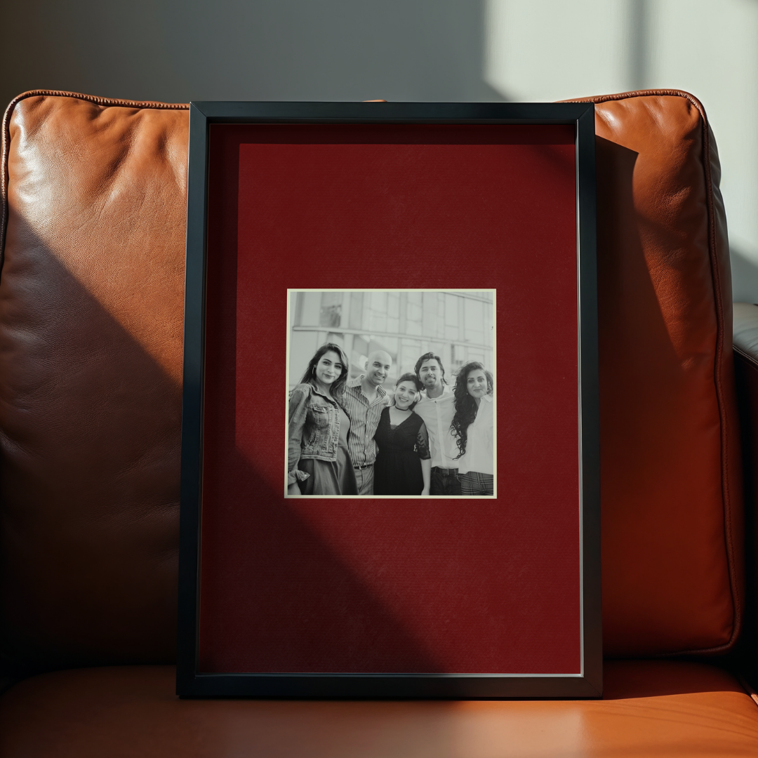 Personalized Minimalist Single Photo Frame | Deep Red Gallery Mat Custom Wall Art custom Premium Wall Art Canvas by MeriDeewar
