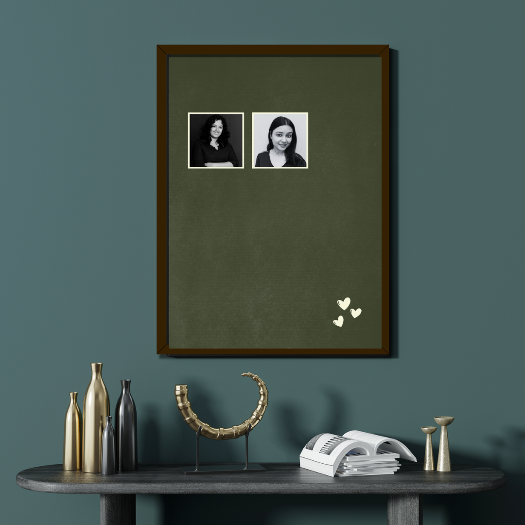 Personalized Minimalist Two-Photo Frame | Custom Olive Green Couple Art custom Premium Wall Art Canvas by MeriDeewar